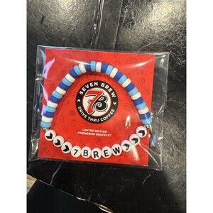 New 7 Brew Coffee Limited Edition Friendship Bracelet - Blue/White 7B Rare